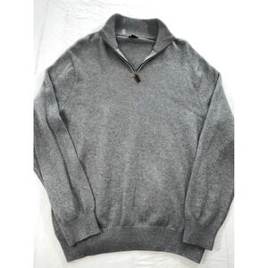 J Crew Men's XXL Quarter Zip Sweater Gray Cotton Cashmere Blend
